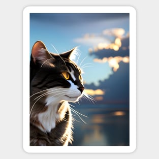 Cat with Clouds - Modern Digital Art Sticker